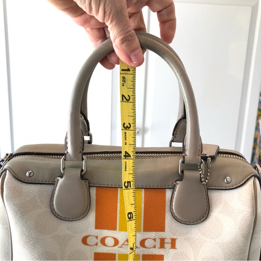 Coach Varsity Stripe Mini Bennett Satchel & Wristlet Cream Orange Yellow F38401 - Picture 15 of 17